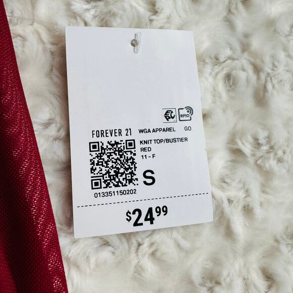 Forever 21 Women Red & Burgundy Ruch Corset Bustier Strapless Tube Top Small NEW - Picture 5 of 10